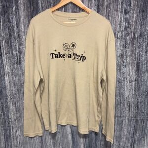 4TH Dimension Waffle‎ Knit Take A Trip Long Sleeve Thermal Men Size XL